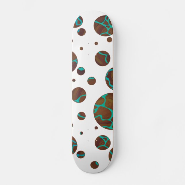 Giraffe Brown and Teal Print Skateboard (Vorderseite)