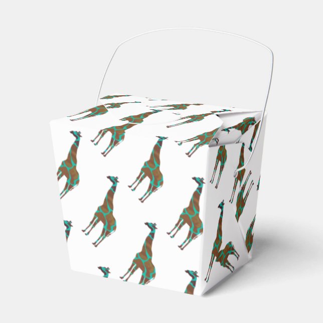 Giraffe Brown und Aquamarine Siloette Geschenkschachtel (Vorderseite)