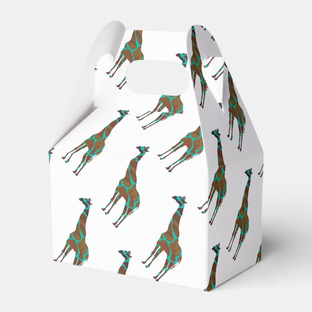 Giraffe Brown und Aquamarine Siloette Geschenkschachtel (Vorderseite)