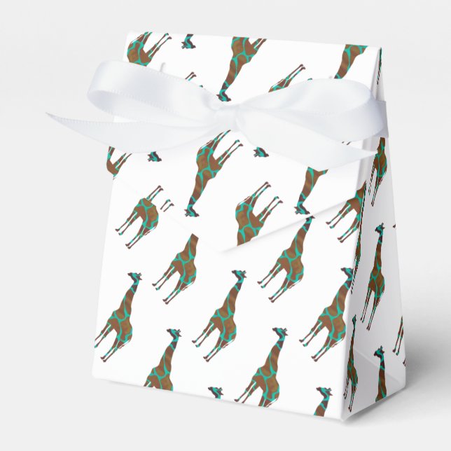 Giraffe Brown und Aquamarine Siloette Geschenkschachtel (Vorderseite)