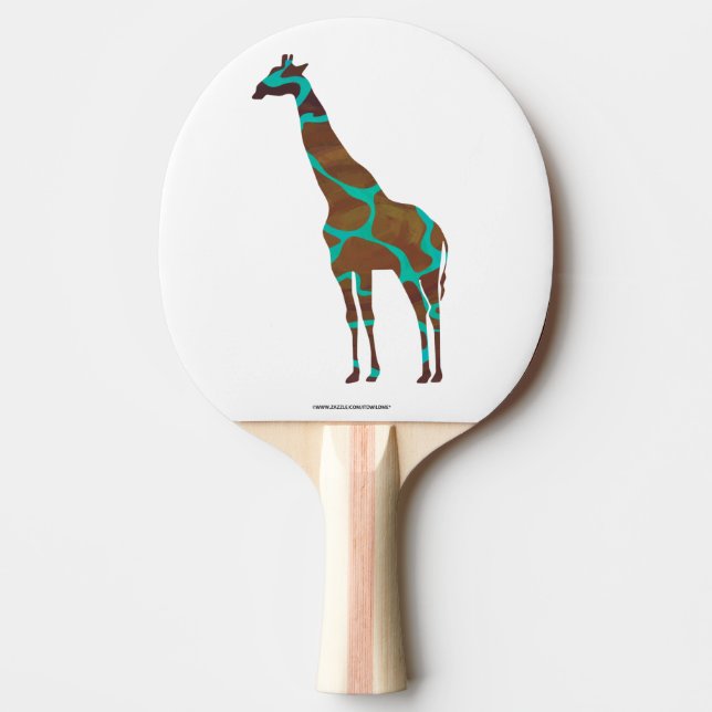 Giraffe Brown und Aquamarine Siloette Tischtennis Schläger (Vorderseite)