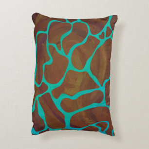 Giraffe Brown und Aquamarine Siloette Zierkissen
