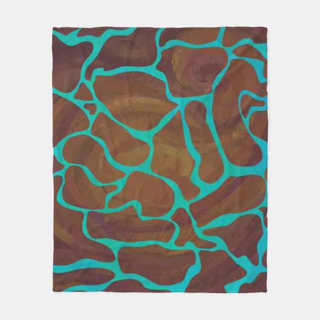 Giraffe Brown und aquamariner Druck Fleecedecke (Vorderseite)