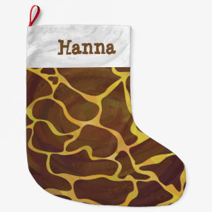 Giraffe Brown und Gelb Großer Weihnachtsstrumpf