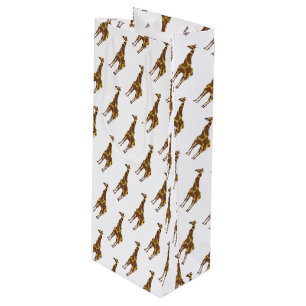 Giraffe Brown und gelbe Silhouette Geschenktüte Für Weinflaschen