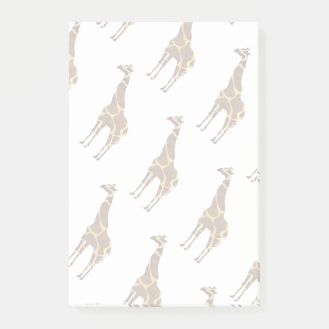 Giraffe Brown und Gelbe Silhouette Post-it Klebezettel (Vorderseite)