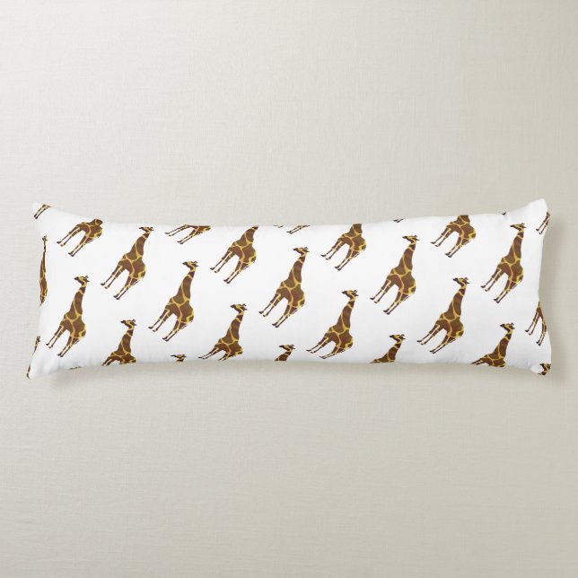 Giraffe Brown und Gelbe Silhouette Seitenschläferkissen (Vorderseite)