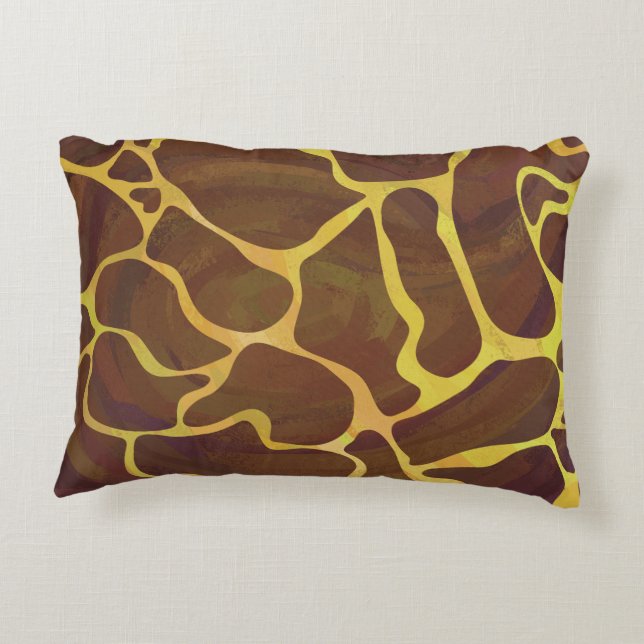 Giraffe Brown und Gelbe Silhouette Zierkissen (Rückseite)