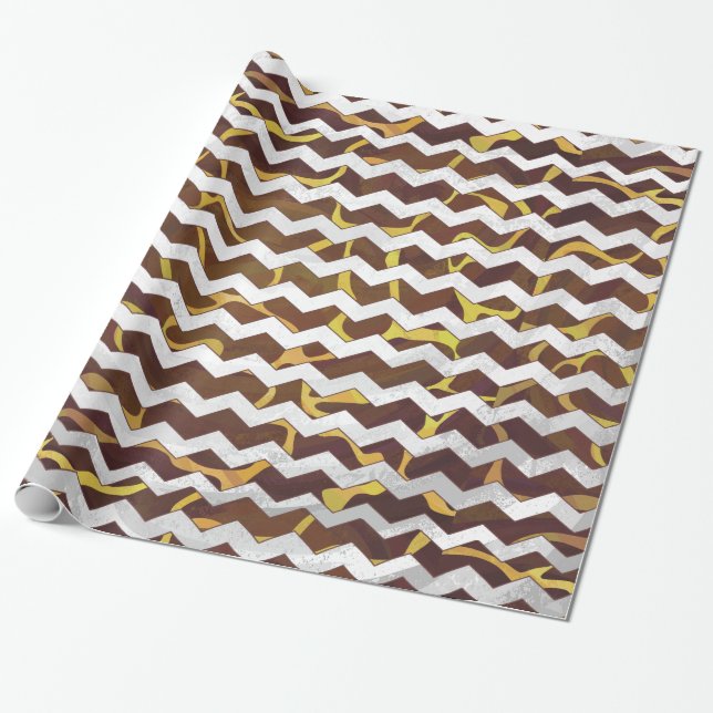 Giraffe Brown und gelber Druck Geschenkpapier (Ungerollt)