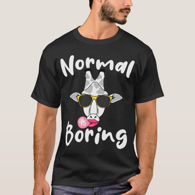 Giraffe Bubblegum Glasses Cute Animal  Normal Is B T-Shirt (Vorderseite)