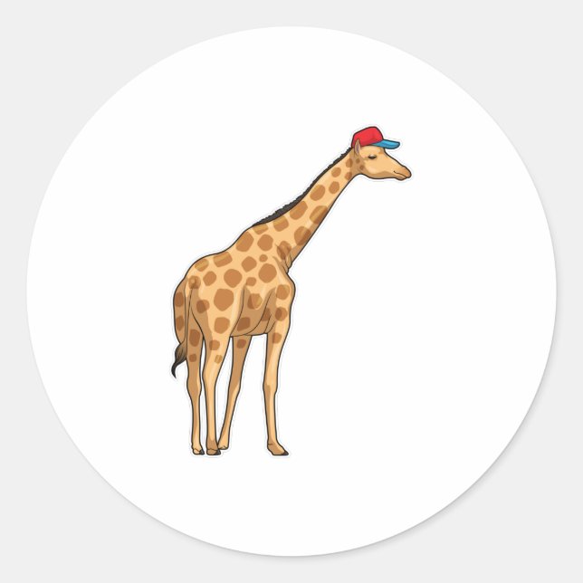 Giraffe Cap Runder Aufkleber (Vorderseite)