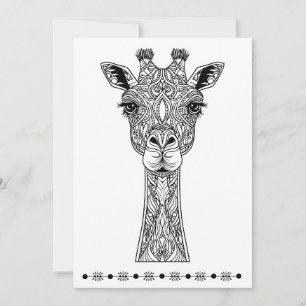 Giraffe, carte d'impression et de couleur, Penser 