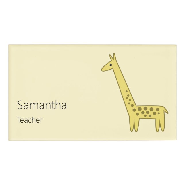 Giraffe Cartoon Namenschild (Vorderseite)
