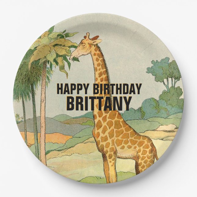 Giraffe Children's Birthday Pappteller (Vorderseite)