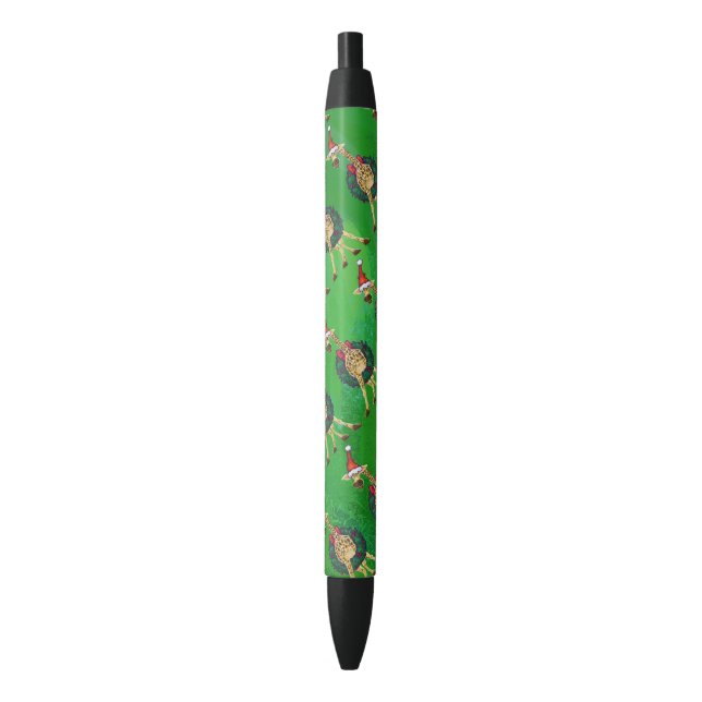 Giraffe Christmas Black Ink Pen Kugelschreiber (Vorderseite Vertikal)