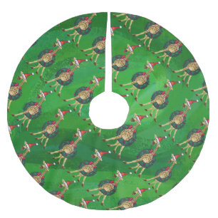 Giraffe Christmas Brushed Polyester Tree Skirt Polyester Weihnachtsbaumdecke