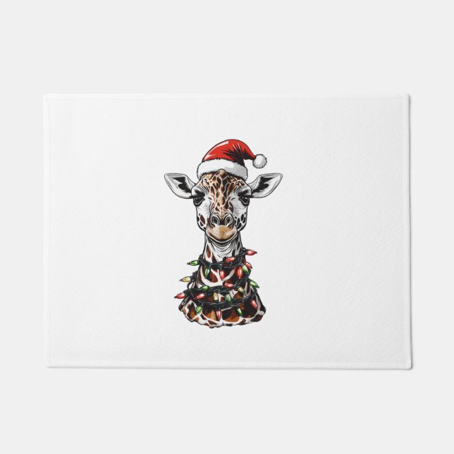 Giraffe Christmas Hat Xmas Fußmatte (Vorderseite)