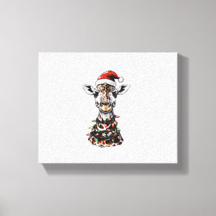 Giraffe Christmas Hat Xmas Leinwanddruck