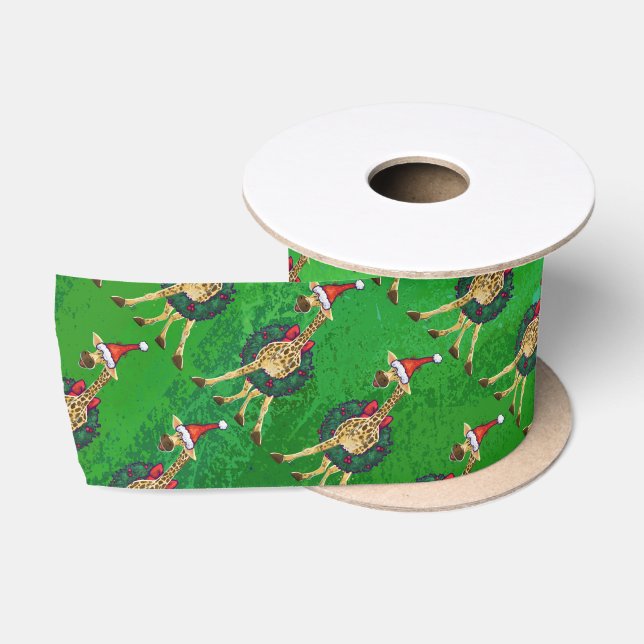 Giraffe Christmas Satin Ribbon Satinband (Spule)