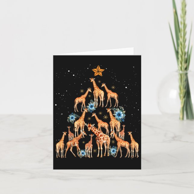 Giraffe Christmas Tree Floral Giraffe Xmas Lights  Karte (Vorderseite)