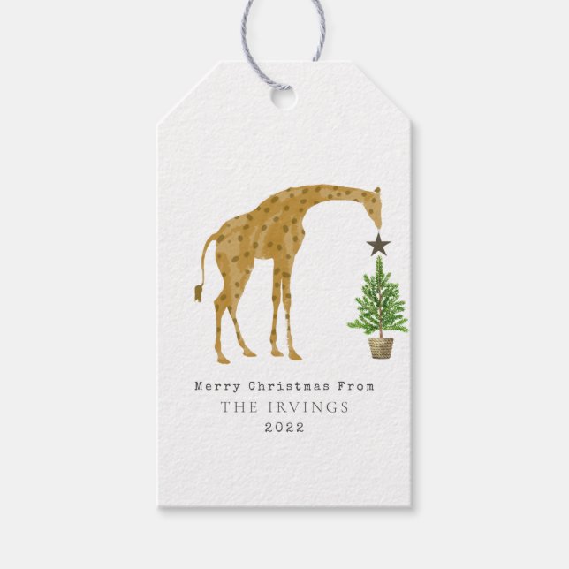 Giraffe Christmas Tree Geschenkanhänger (Vorderseite)