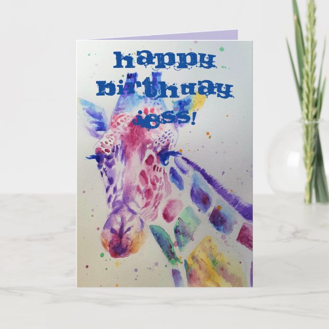 Giraffe colorée Animal Aquarelle Carte Anniversair (Devant)
