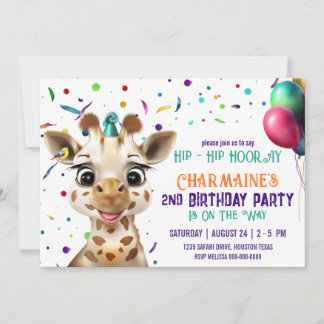 Giraffe Confetti Kindergeburtstag Party Einladung