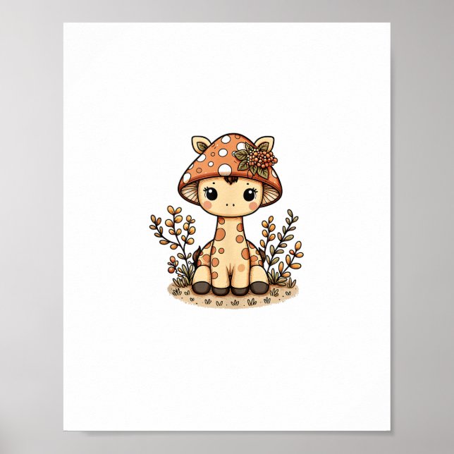 Giraffe Cottagecore Pilz  Poster (Vorne)