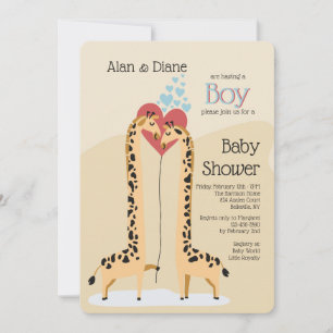 Giraffe Couple Boy Baby Shower Einladung