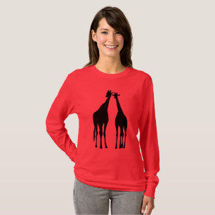 Giraffe Couple Silhouette T - Shirt - Farbe auswäh