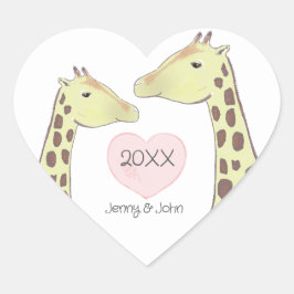 Giraffe Couple Verlobung/ Hochzeit Herz-Aufkleber