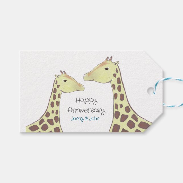 Giraffe Couple Wedding Anniversary Geschenkanhänger (Vorderseite (Horizontal))