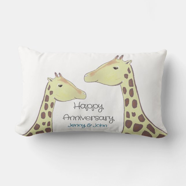 Giraffe Couple Wedding Anniversary Lendenkissen (Vorderseite)
