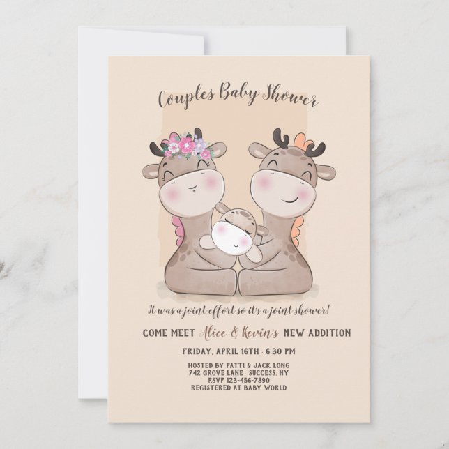 Giraffe Couples Baby shower Invitation (Devant)