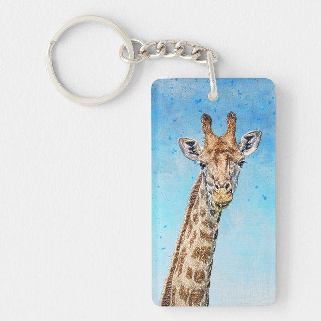 Giraffe curieuse avec Ciel de Confetti Bleu (Devant)