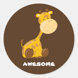 Giraffe Custom Lob Lehrer Safari braun Runder Aufkleber