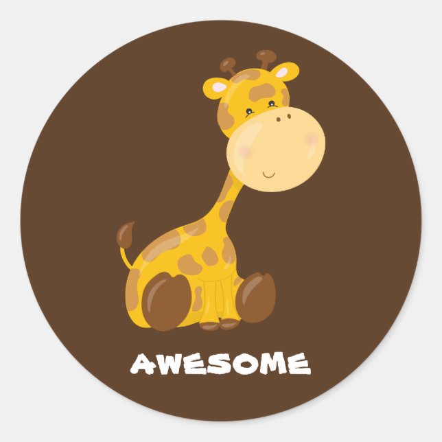 Giraffe Custom Lob Lehrer Safari braun Runder Aufkleber (Vorderseite)