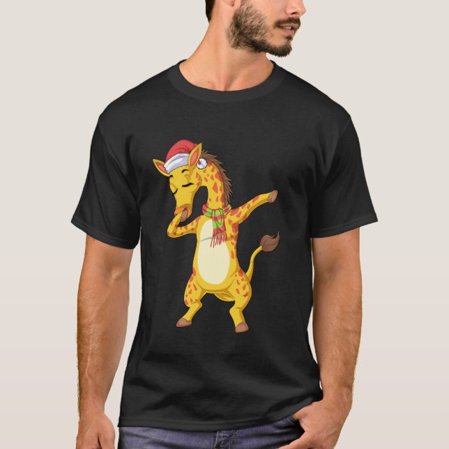 Giraffe dabbing Weihnachten T-Shirt (Vorderseite)