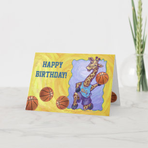 Giraffe de basket-ball Bonne carte d'anniversaire