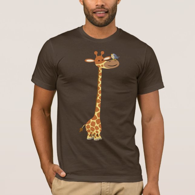 Giraffe de dessin animé et T-shirt ami (Devant)
