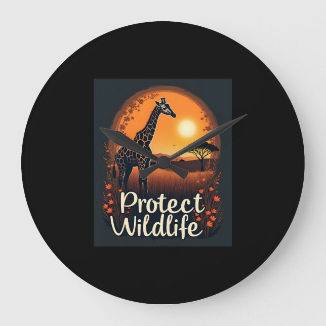 Giraffe der Spitzengruppe der Savanna Große Wanduhr (Vorderseite)