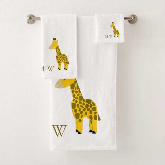 Giraffe Design Monogrammed Badhandtuch Set (Insitu)