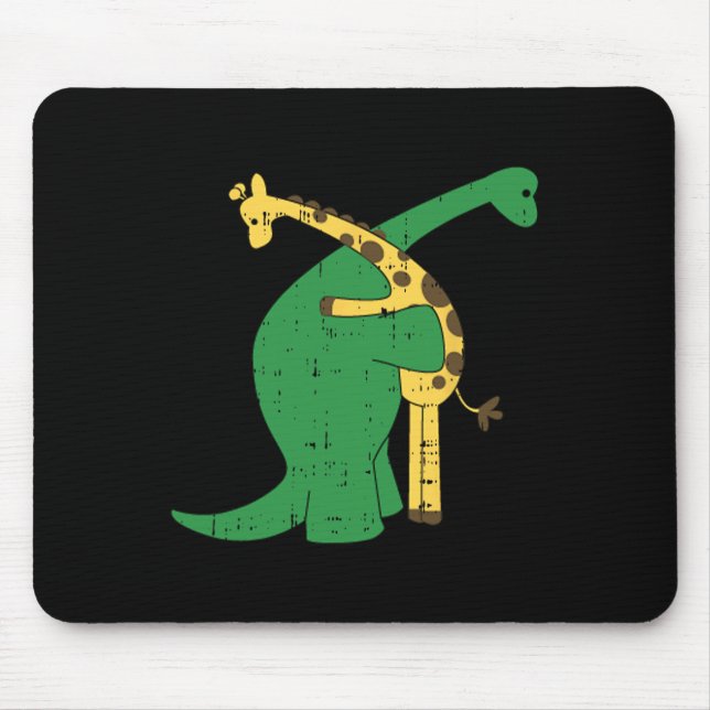 Giraffe Dinosaur Hug Liebe Dino Animals Safari Hal Mousepad (Vorne)