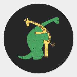 Giraffe Dinosaur Hug Liebe Dino Animals Safari Hal Runder Aufkleber