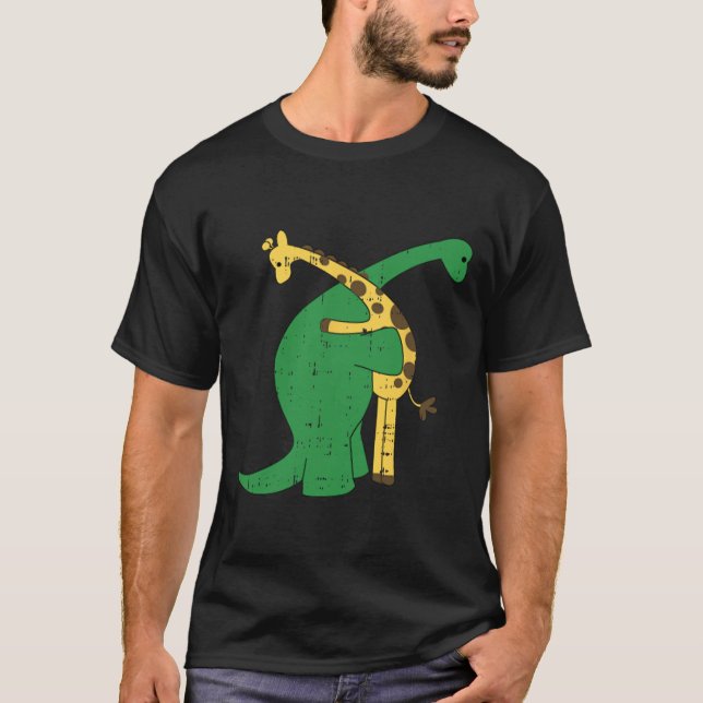 Giraffe Dinosaur Hug Liebe Dino Animals Safari Hal T-Shirt (Vorderseite)