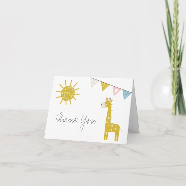 Giraffe d'or, Carte de remerciements de Baby showe (Devant)