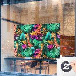 Giraffe Dschungel-Träume Nahtloses Oberflächenmust Fensteraufkleber