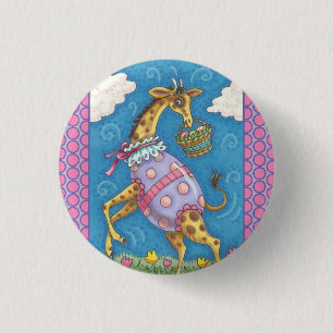 GIRAFFE, EASTER EGGS & TULIPS FERIENBUTTON RUND BUTTON