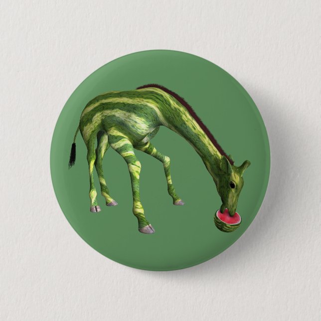 Giraffe Eating Watermelon Button (Vorderseite)