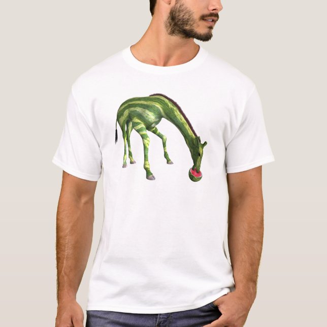 Giraffe Eating Watermelon T-Shirt (Vorderseite)